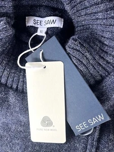 SEE SAW Pure New Wool Ribbed Collar One Button Knit Coat Size XL/16 BNWT - Picture 1 of 18