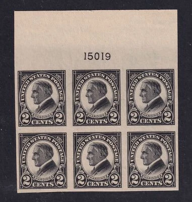 1923 HARDING imperf Sc 611 MNH XF Plate Block slight disturbed original gum (A2 - Image 1 of 2