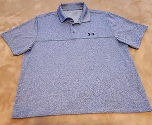 Under Armour The Playoff Polo mens shirt XL Blue Green stripe short - Picture 1 of 5