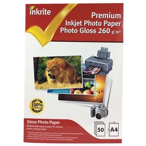 Papier brillant photo professionnel Inkrite PPIPG260A450 A4 - 260 g/m² A4 50 feuilles - Photo 1/2