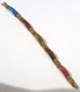 Edelstein Armband - goldfarben, Multi-Stein - chinesisch viel Glück, 7,5" - Bild 1 von 4