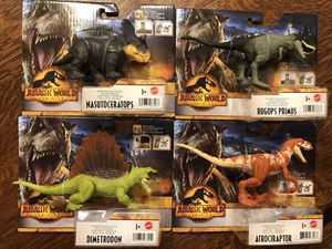 Jurassic World 2021 RAGOPS PRIMUS NASUTOCERATOPS DIMETRODON ATROCIRAPTOR Set/4 - Picture 1 of 6