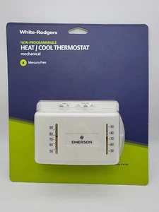 White Rodgers M150 White 24V Rectangle Heating/Cooling Mechanical Thermostat - Picture 1 of 5