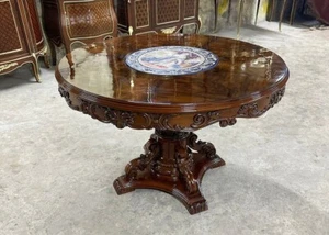 French Style Dining Table Wood Round Pedestal - Picture 1 of 4