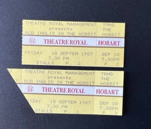 Tolkien ephemera - 1987 Tickets Rob Inglis in The Hobbit - Theatre Royal, Hobart - Picture 1 of 2