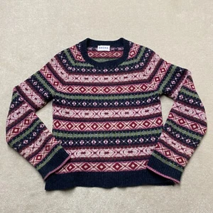 Brora Fair Isle Jumper UK 10 Women's Pink Wool Knitted Crewneck - Picture 1 of 11