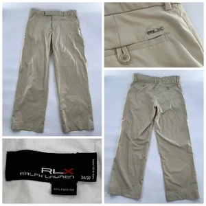 Ralph Lauren RLX Chino Pants Mens 34x27.5 Tan Solid 100% Polyester YGI J4-23 - Picture 1 of 13
