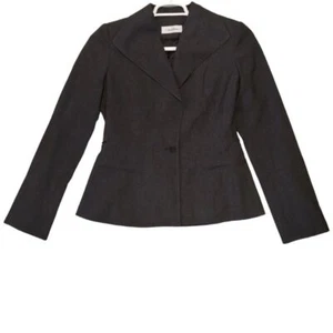 Calvin Klein Large Collar Stitching Details One Button Blazer - Picture 1 of 7