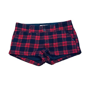 abercrombie Kids Red Wool Woven Mini Shorts Girls 10 Plaid Check Preppy Y2K Glam - Picture 1 of 8