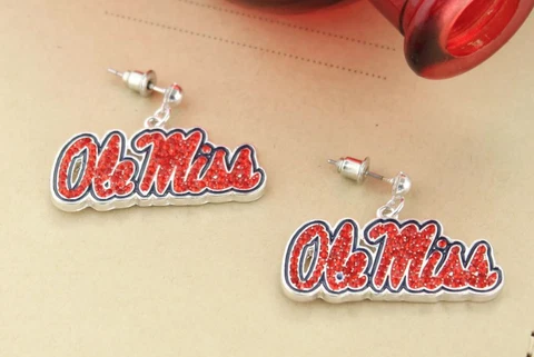Ole Miss, Mississippi Earrings CRYSTAL Jewelry, SPARKLE & SHINE College Football Cover