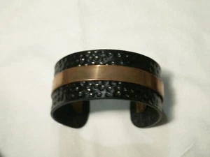 Wide Leather & Copper Cuff Bracelet - Picture 1 of 5