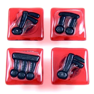 Stained Glass Cabinet Knobs Drawer Pulls Red Black Music Notes Bathroom Kitchen - Picture 1 of 12