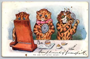 Wir sind nicht ganz bereit anthropomorphe Katzen Postkarte Künstler signiert Louis Wain - Bild 1 von 3