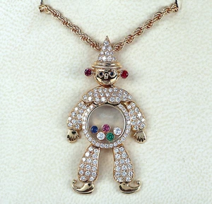 Chopard 18K Yellow Gold Happy Clown Diamond Clown Ruby Sapphire Emerald Necklace - Picture 1 of 11