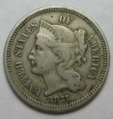 1871 Three Cent Nickel -Fine- (#715k) - Image 1 of 2