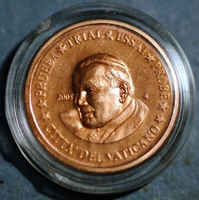 Ciudad del Vaticano 1 Céntimo 2005 Prueba Prueba Essai Probe Encapsulado Foto 1 de 2