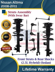 OE Front Struts & Rear Shocks W/Sway Bar For 2008-2011 Nissan Altima 2.5L Hybrid - Picture 1 of 24