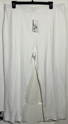 NUEVO Joan Vass Mujer Talla 3X Pantalones de Pierna Delgada Pantalones de Tobillo Elásticos Cremallera Blanco Foto 1 de 4