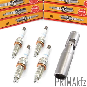 4x NGK Zündkerzen ZKBR7AHTU + Zündkerzenschlüssel für BMW E81 E90 E91 E93 E60 - Bild 1 von 4