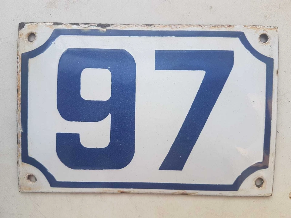 Letrero de porcelana esmaltada número 97 calle casa # 97 vintage ISRAELI  Foto 1 de 1