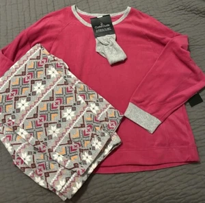 New NWT Cuddl Duds Women's 3-PC Fleece Pajama Set Plus Size 3X Pjs 22 24 - Picture 1 of 5