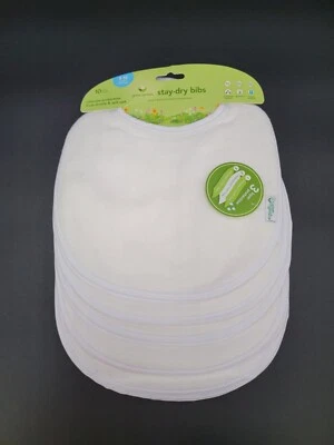 Baberos Bebé Brotes Verdes, Baberos Mantente Seco 3-12 Meses, Blanco Paquete de 10 3 Capas Nuevo Foto 1 de 3