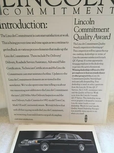 1992 LINCOLN TOWN CAR POST CARD & LETTER 1,000 MILE DELIVERY INSPECTION "NOS" - Picture 1 of 6