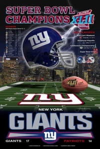 New York Giants SUPER BOWL XLII CHAMPIONS 2008 Commemorative NFL 24x36 POSTER - Picture 1 of 1
