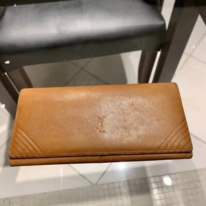 Billetera de cuero marrón claro vintage Yves Saint Laurent YSL de colección - Imagen 1 de 20