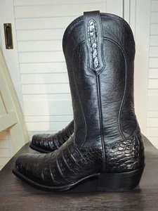 Cody James Black 1978 Mason Exotic Caiman Belly Western Boots Square Toe Sz. 9 D - Picture 1 of 9