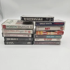 VTG Rock Cassette Bundle Led Zeppelin Van Halen Whitesnake Poison Bon Jovi - Picture 1 of 11