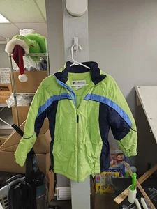 Columbia Challenge Series Winter Puffer Jacket Blue Green Black Kids Size 14/16 - Picture 1 of 7
