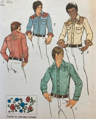 Simplicity Pattern 6693 Western Shirt Teen/Boy Sz 18 & 20 Chest 35-36.5 Uncut FF - Image 1 of 4