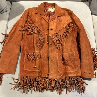 De colección - Hecho en México - Chaqueta Occidental de Cuero con Flecos - Naranja Quemado - XL/48 Foto 1 de 4