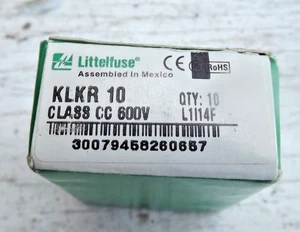 Box of 10 New LITTELFUSE  KLKR-10 Class CC 10 Amp Fuses 600 Volt - Picture 1 of 3