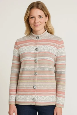 Cárdigan Madeline para mujer mediano de lana cachemir Fair Isle cuello falso noruego Foto 1 de 4