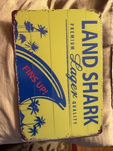 “Fins Up” LANDSHARK Premium Lager Quality Vintage Metal Tin 8”x12” - Picture 1 of 8