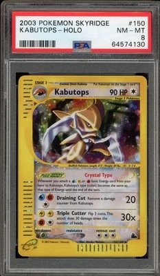 Pokemon Kabutops Skyridge Crystal Holo Secret Rare #150 PSA 8 - Image 1 of 2