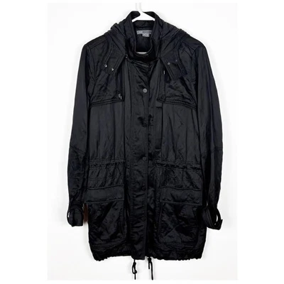 Abrigo Vince Utility Negro Talla Mediana Cremallera Completa Capucha Extraíble Foto 1 de 4
