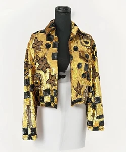 Vintage französische Collizioni Jacke volle Pailletten Größe Medium Large Cocktail Abend LESEN - Bild 1 von 16