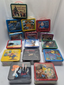 Hallmark School Days Tin Metal Lunch Boxes Lot of 15 Cards Sealed New 6x5x3in - Picture 1 of 16