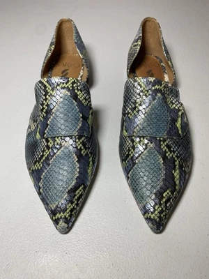 Sapato sem salto Franco Sarto Toby feminino couro de cobra azul D'Orsay tamanho 6,5M - Imagem 1 de 4