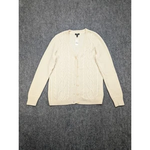 Talbots Damen Zopfmuster Cardigan Pullover Creme Small Minimalistisch Capsule Karriere - Bild 1 von 9