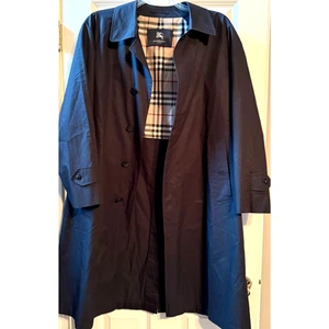 Burberry London Long Coat Size Mens XXL with Nova Check Interior Black Exterior - Picture 1 of 8