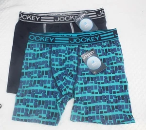 New 2 JOCKEY Athletic MAX MESH BOXER BRIEF 10703  DARK BLUE geometric LARGE - Picture 1 of 6
