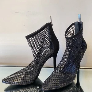 Charles David “Pursue” Women’s Beaded Mesh back up Stiletto Booties Sz 7.5 M - Picture 1 of 8