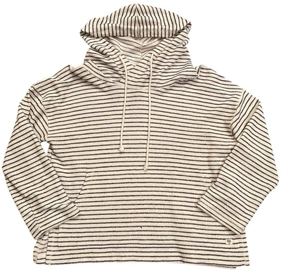BILLABONG Ivory Blue Striped Hoodie Hooded French Terry Pullover womens Large LG - Image 1 of 2