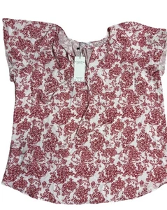 Camicetta donna Simple Fun bianca e rosa camicia floreale taglia 2XL top manica corta - Foto 1 di 5