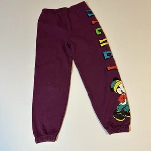 Vtg 80s Disney Jog Togs Mickey Mouse For Kids Sweatpants Usa Made Purple Sz 4/5 - Picture 1 of 8