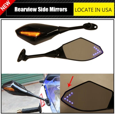 适用于本田 CBR 300 600 900 1000 RR 摩托车 LED 转向信号后视镜 — 第 1/4 张图片